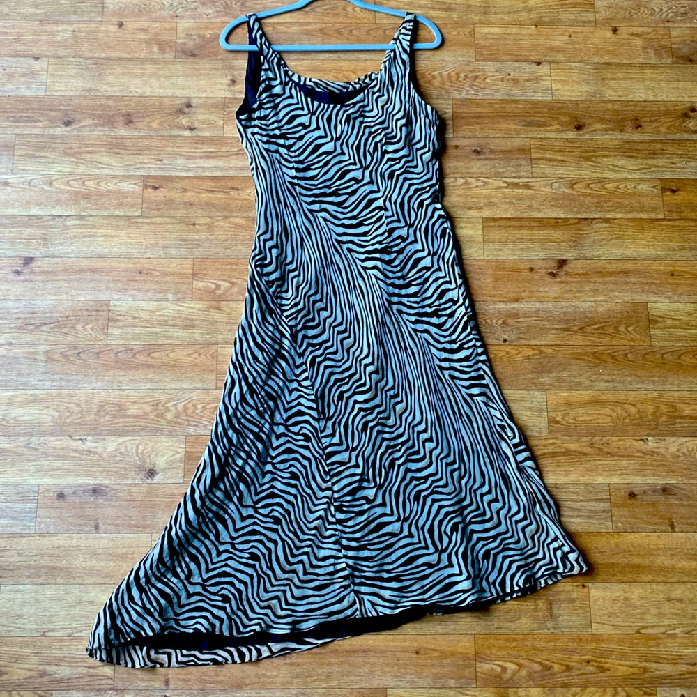 Nine West Silk Bias Asymmetric Animal Print y2k Dress size 16